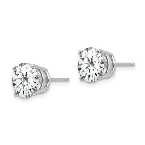 White 14 Karat Gold 8mm Round Cubic Zirconia Studs