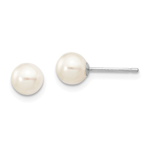 14 Karat White Gold 5-6mm Pearl Stud Earrings