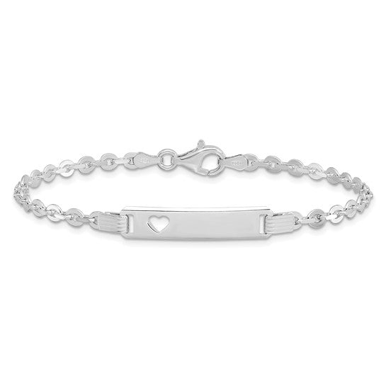 Sterling Silver ID Bracelet with Heart Cutout - 7.5 inches