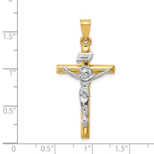 14 Karat 2 Tone Gold Medium Polished Cross Charm Pendant