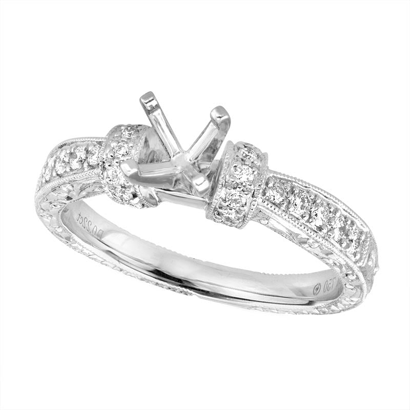 18 Karat White Gold Diamond Semi-Mount Ring