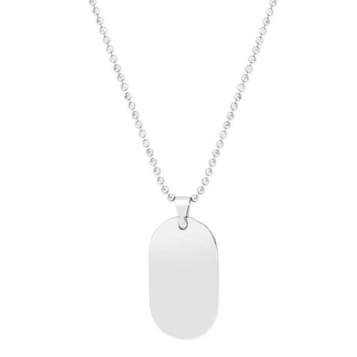 Sterling Silver Engravable Dog Tag Necklace