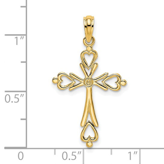 14 Karat Yellow Gold Small Polished Cross Charm Pendant