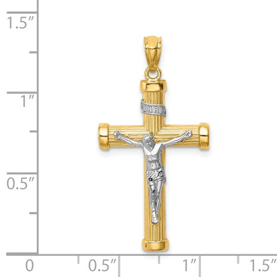 14 Karat 2 Tone Gold Small Cross Charm Pendant