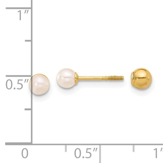 14 Karat Yellow Gold Front and Back Pearl Stud Earrings