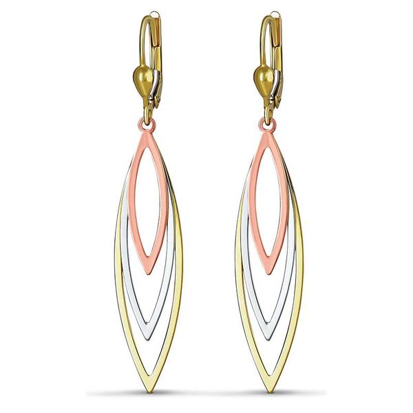 14 Karat Tricolor Gold Drop Earrings