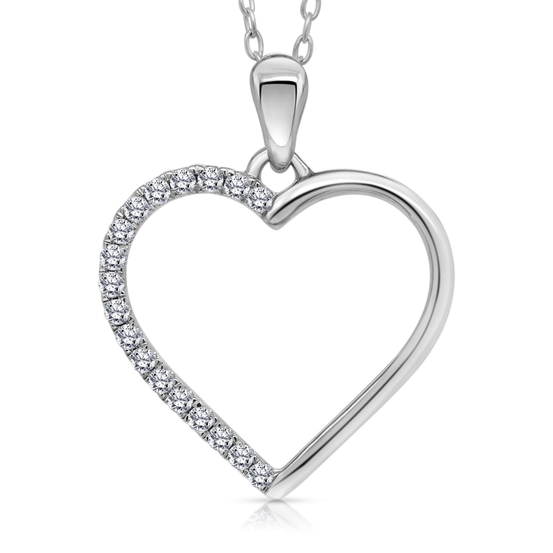 14 Karat White Gold 0.17ct Diamond Heart Pendant