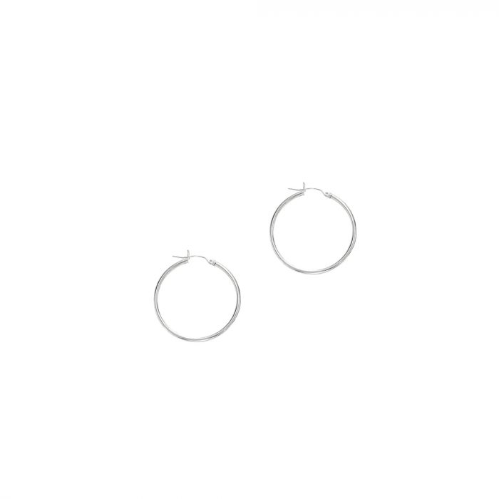 14 Karat White Gold Small Hoop Earrings