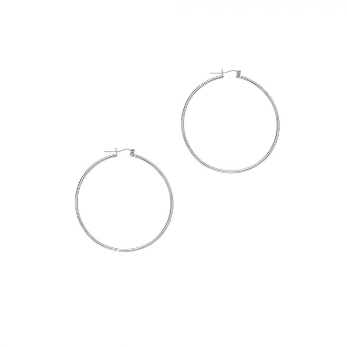 14 Karat White Gold Polished Medium Hoop Earrings