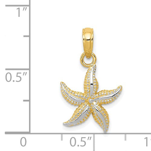 14 Karat 2 Tone Gold Starfish Charm Pendant