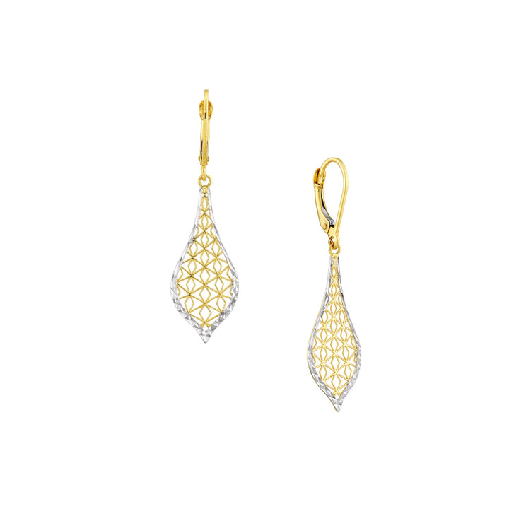 14 Karat 2 Tone Gold Drop Earrings