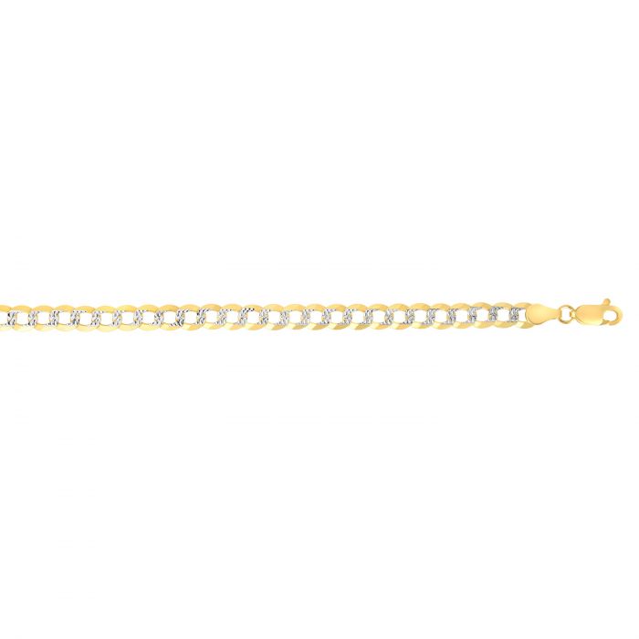 14 Karat Yellow Gold 3.2mm Pave Cuban Link 16 inch Chain