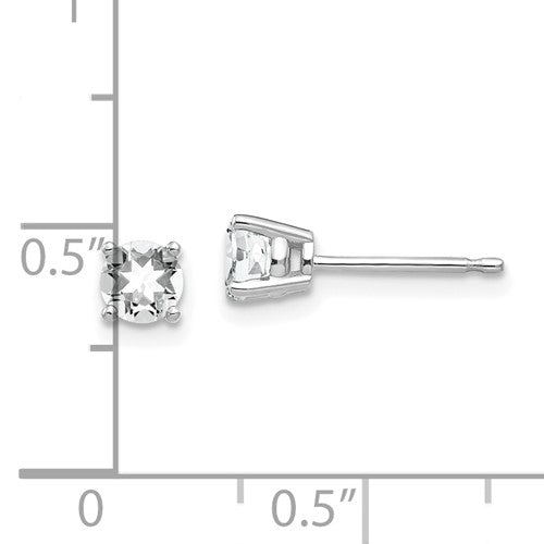 White 14 Karat Gold 4mm Round Cubic Zirconia Studs