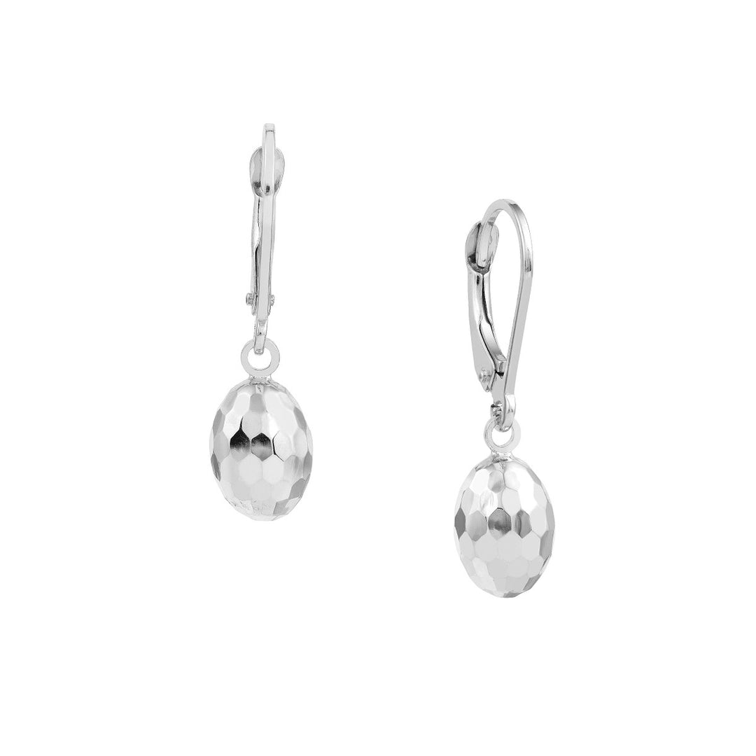 14 Karat White Gold Diamond Cut Drop Earrings