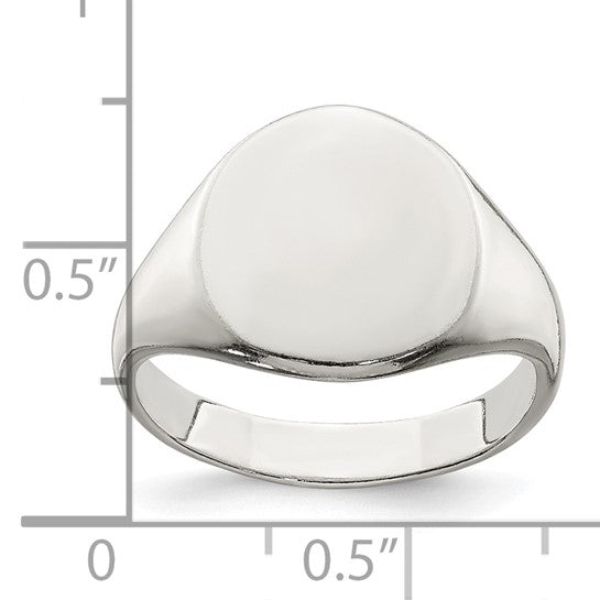 Sterling Silver Oval Signet Ring - Size 6