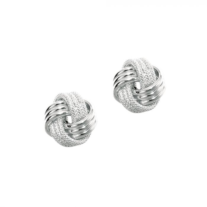 14 Karat White Gold Love Knot Earrings