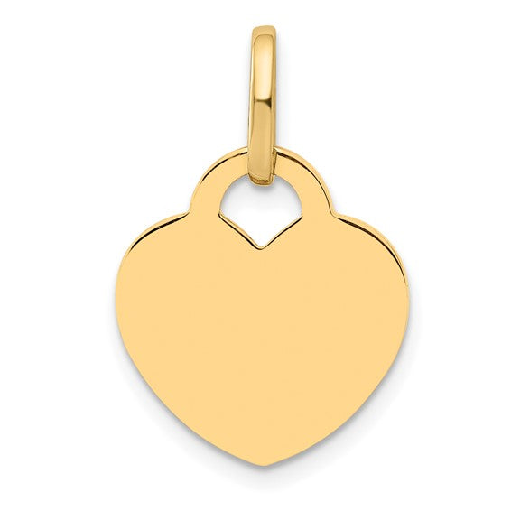 14 Karat Yellow Gold Engravable Heart Charm Pendant