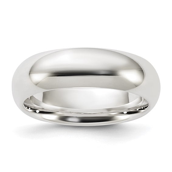 Lady's Sterling Silver White Plain Wedding Band