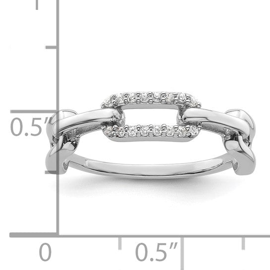 Sterling Silver Cubic Zirconia Link Ring - Size 7