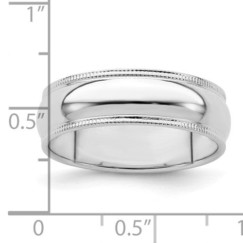 Men's Sterling Silver 6mm Milgrain Wedding Band - Size 10