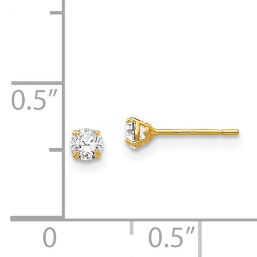 Yellow 14 Karat Gold 2mm Round Cubic Zirconia Studs