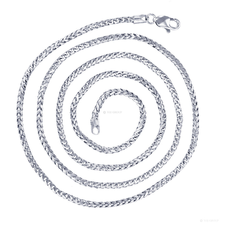 14 Karat White Gold Diamond Cut 2.25mm Franco Link 24 inch Chain