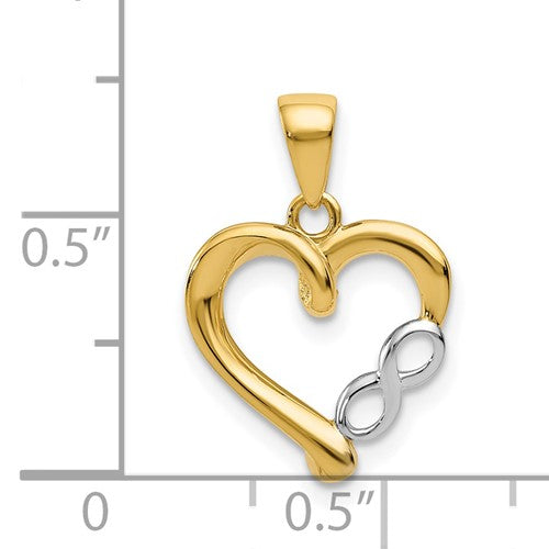 14 Karat 2 Tone Gold Small Polished Heart Charm Pendant