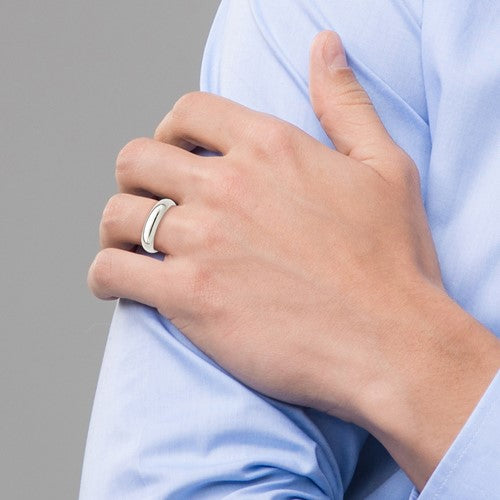 Men's White Sterling Silver Plain Wedding Band