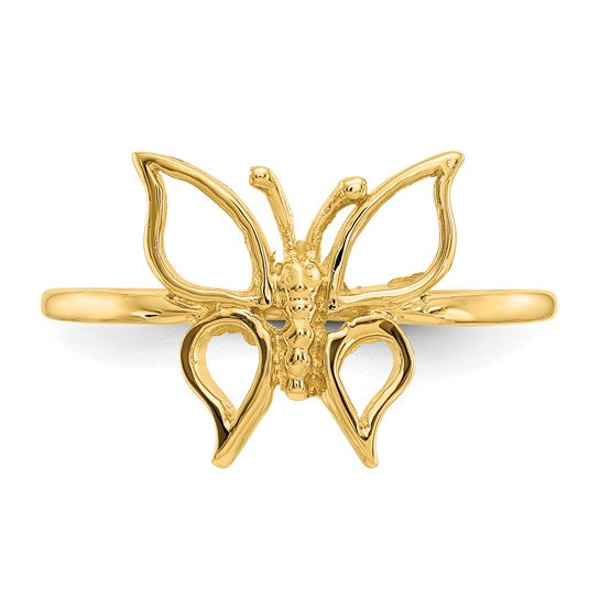 Lady's 14 Karat Yellow Gold Butterfly Fashion Ring - Size 7