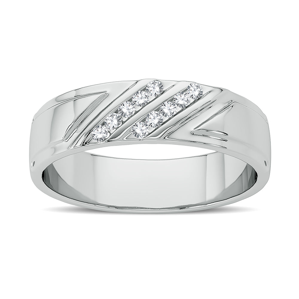 Men's 14 Karat White Gold 0.10ct Diamond Channel Set Wedding Band - Size 10