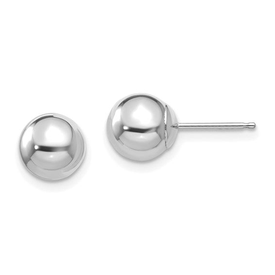 14 Karat White Gold 7mm Ball Earrings