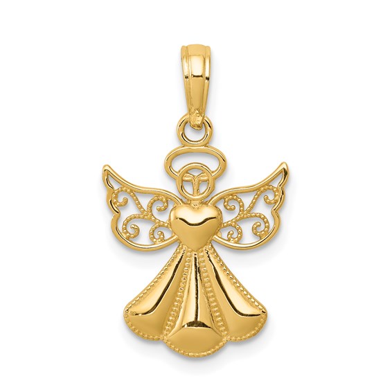 14 Karat Yellow Gold Angel Charm Pendant