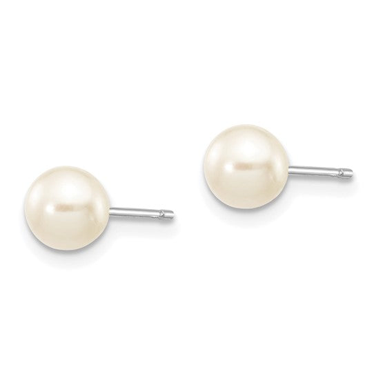 14 Karat White Gold 5-6mm Pearl Stud Earrings