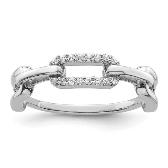 Sterling Silver Cubic Zirconia Link Ring - Size 7