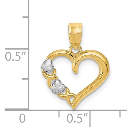 14 Karat 2 Tone Gold Small Heart Charm Pendant