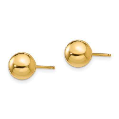 14 Karat Yellow Gold 7mm Ball Earrings