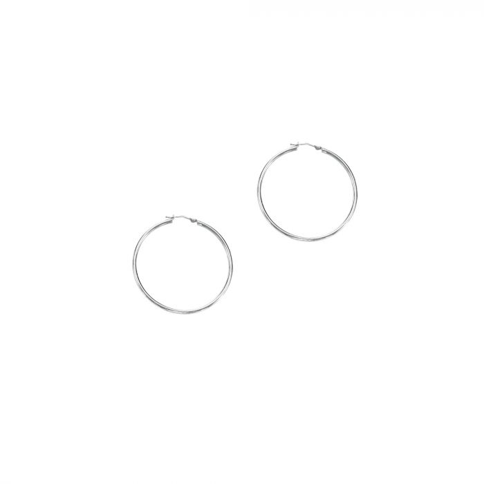 14 Karat White Gold Small Hoop Earrings