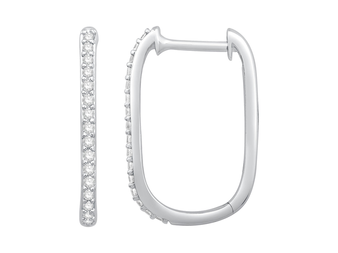 14 Karat White Gold 0.16ct Diamond Small Hoop Earrings