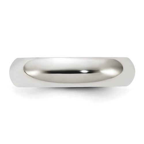 Men's White Sterling Silver Plain Wedding Band