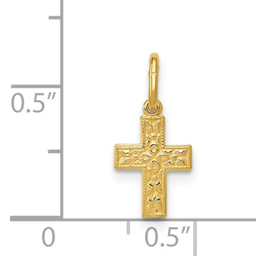 14 Karat Yellow Gold Cross Charm Pendant