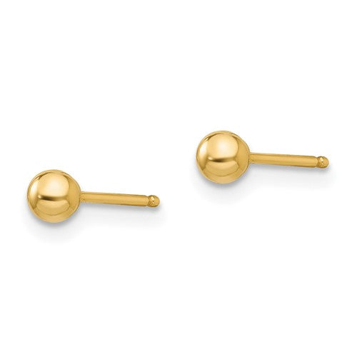 14 Karat Yellow Gold 3mm Ball Earrings