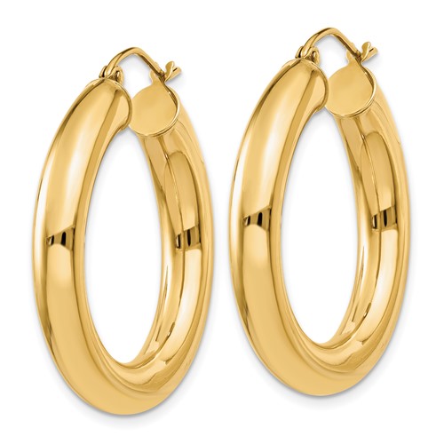 14 Karat Yellow Gold Medium Hoop Earrings