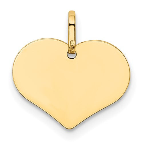 14 Karat Yellow Gold Small Polished Engravable Heart Charm Pendant