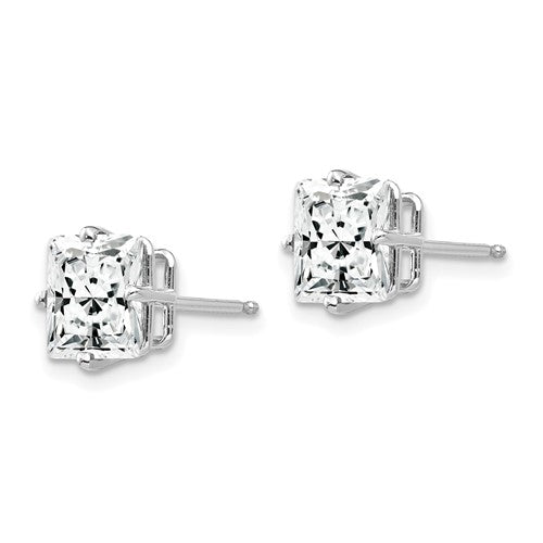 White 14 Karat Gold 7mm Square Cubic Zirconia Studs