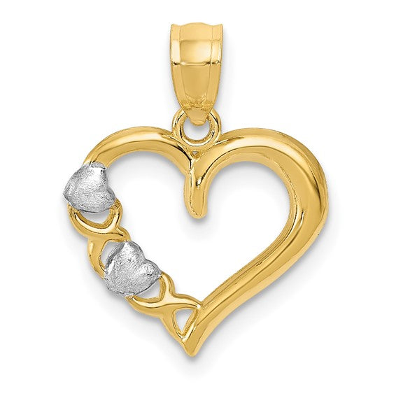 14 Karat 2 Tone Gold Small Heart Charm Pendant