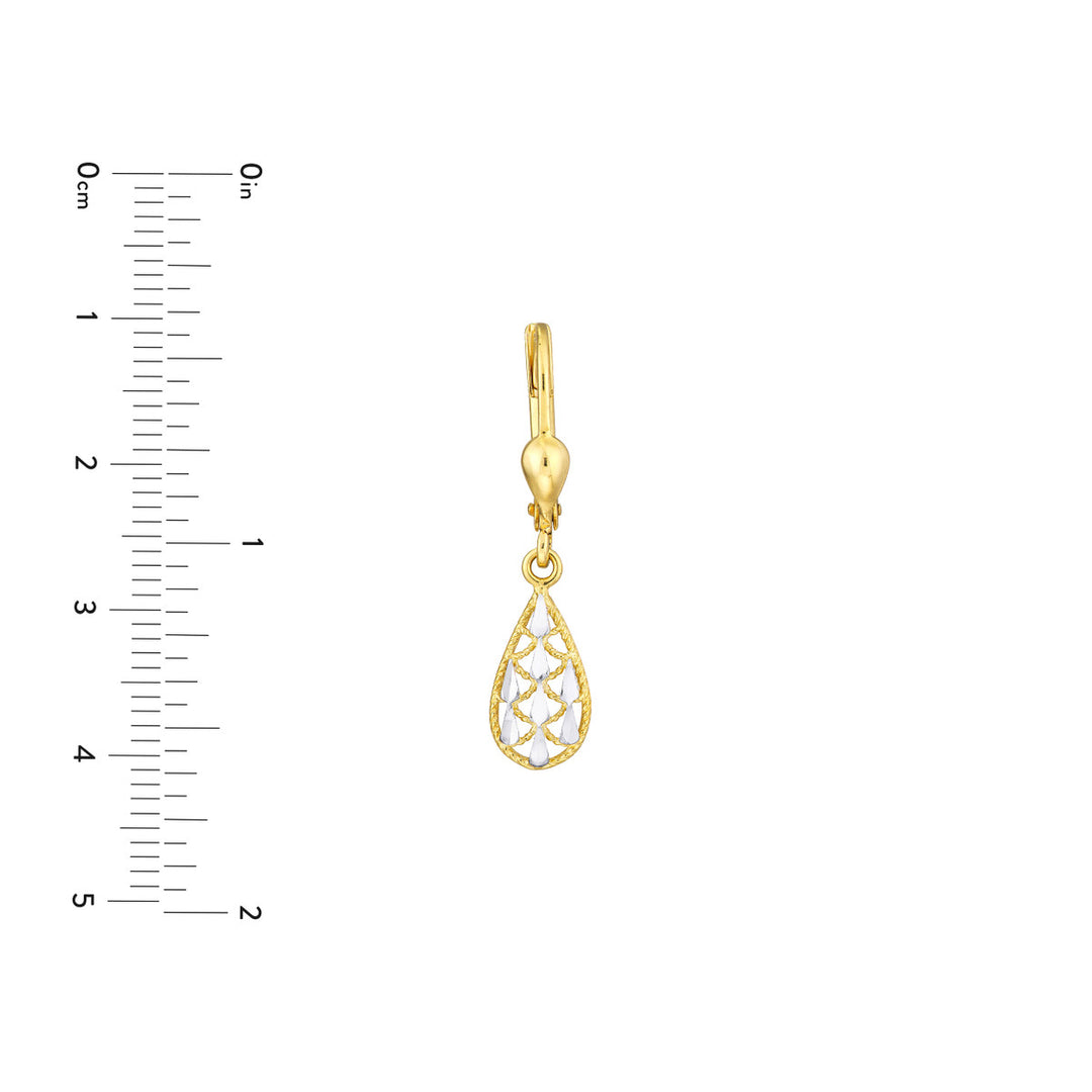 14 Karat 2 Tone Gold Filigree Drop Earrings