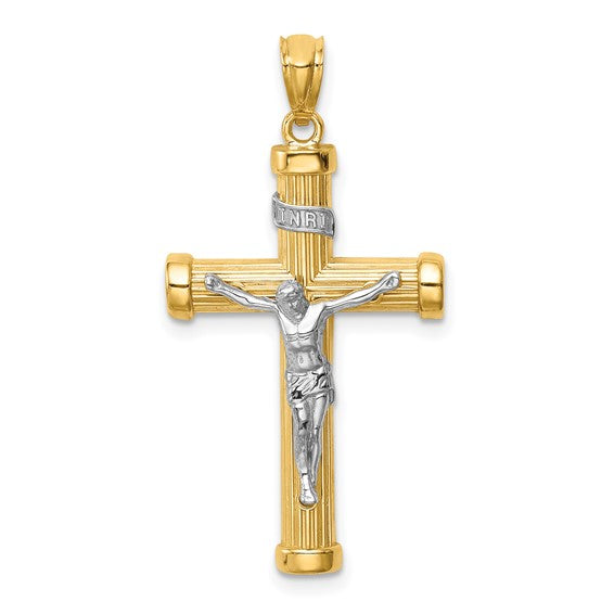 14 Karat 2 Tone Gold Small Cross Charm Pendant