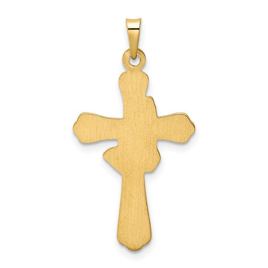 14 Karat 2 Tone Gold Small Polished Praying Hands Cross Charm Pendant