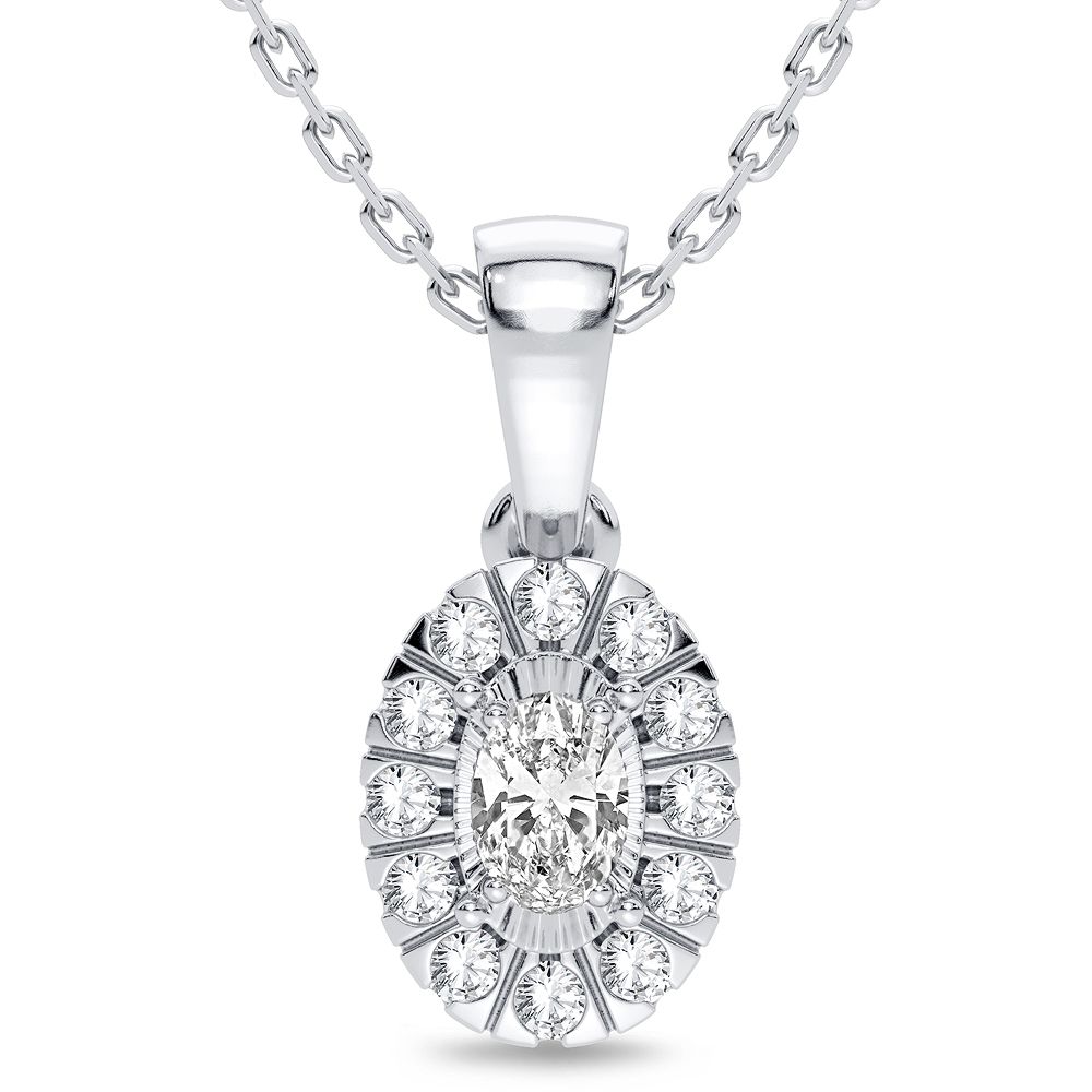 14 Karat White Gold Diamond Cluster Pendant