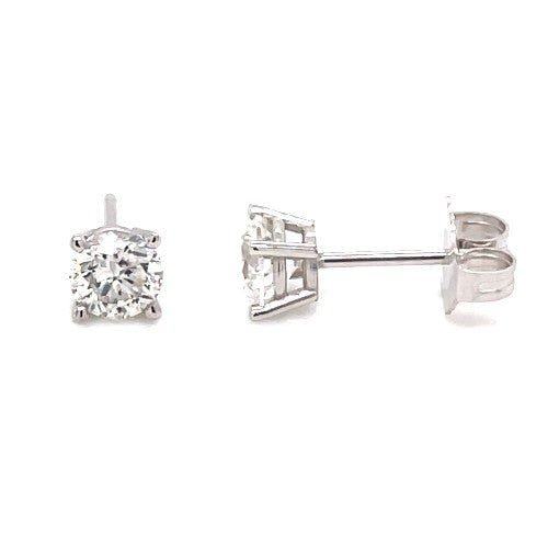 14 Karat White Gold Diamond Stud Earrings